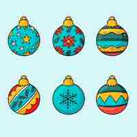 Free vector hand drawn christmas ball ornaments collection