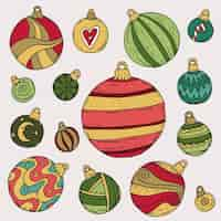 Free vector hand drawn christmas ball ornaments collection