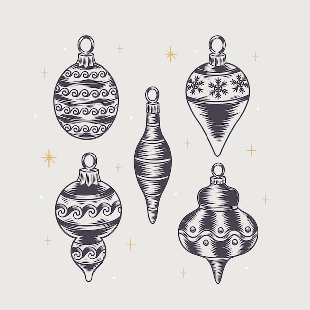 Free vector hand drawn christmas ball ornaments collection