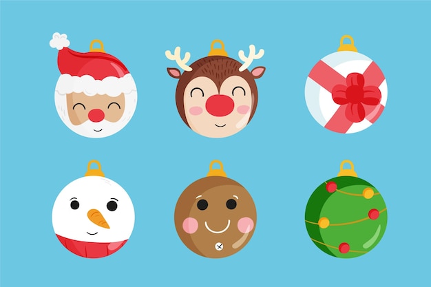 Free vector hand drawn christmas ball ornaments