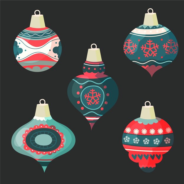 Hand drawn christmas ball ornaments