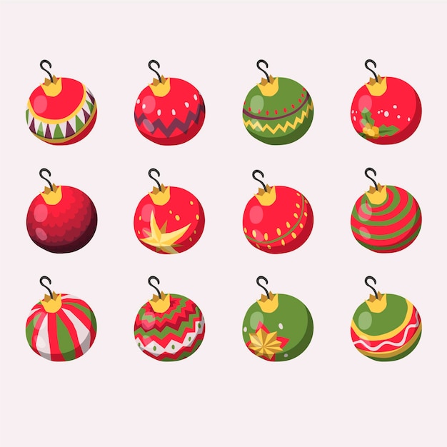 Free vector hand drawn christmas ball ornaments