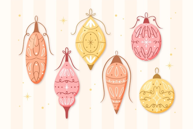 Free vector hand drawn christmas ball ornaments