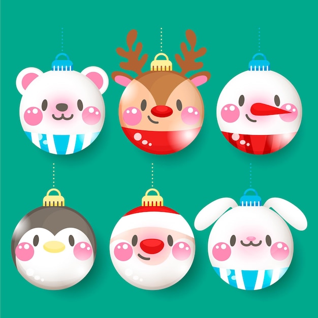 Hand drawn christmas ball ornaments