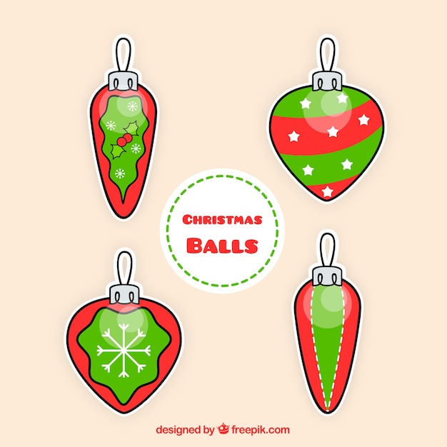 Hand-drawn christmas ball stickers