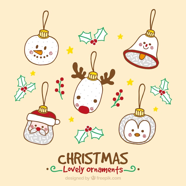 Free vector hand drawn christmas balls collection