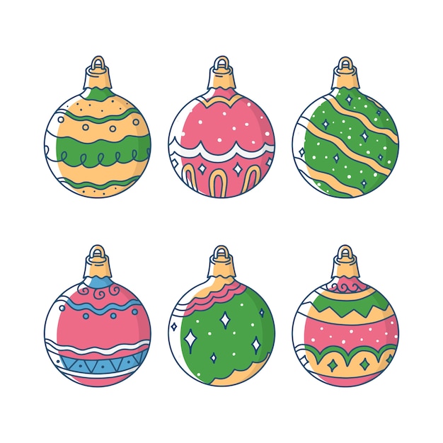 Free vector hand drawn christmas balls set