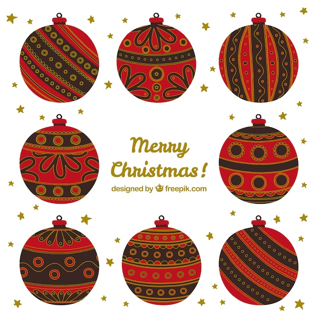 Free vector hand-drawn christmas balls with different designs