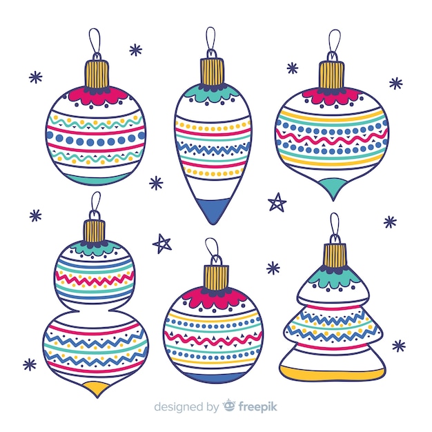 Бесплатное векторное изображение Ручной обращается рождественские шары