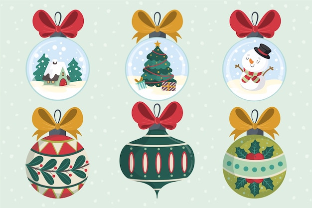 Бесплатное векторное изображение Ручной обращается рождественские шары