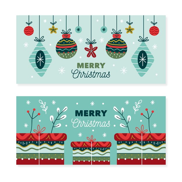 Free vector hand drawn christmas banners template