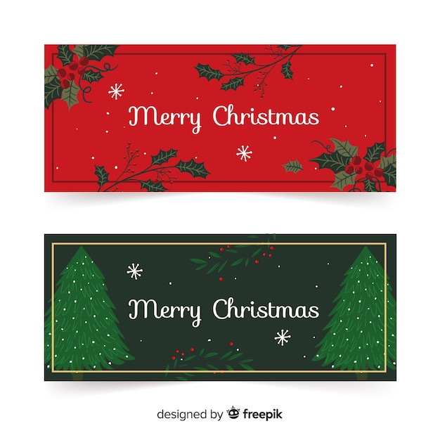 Free vector hand drawn christmas banners template