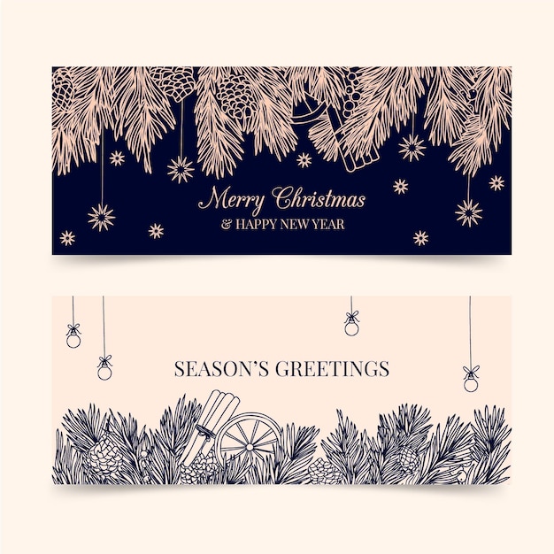 Hand drawn christmas banners template