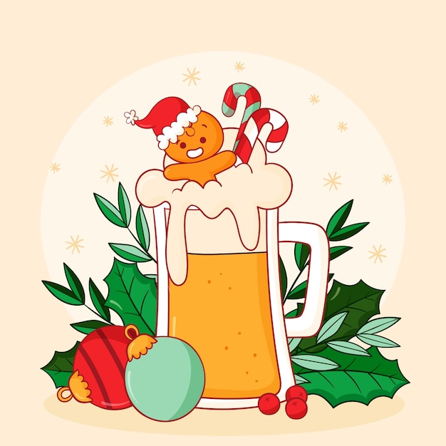 Free vector hand drawn christmas beer illustration