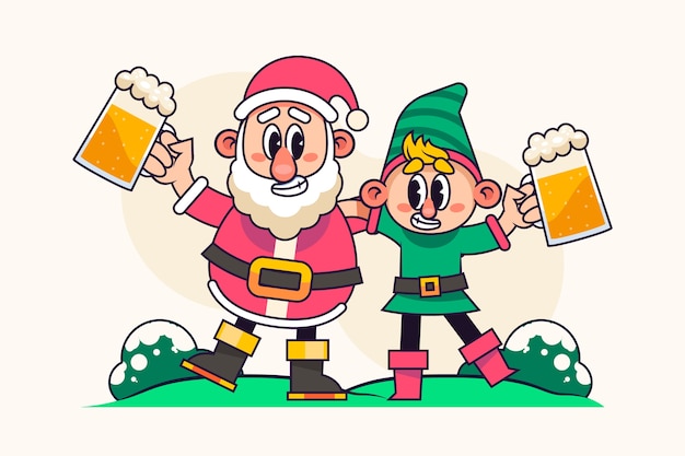 Vettore gratuito illustrazione disegnata a mano della birra di natale