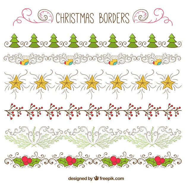 Hand drawn christmas borders pack
