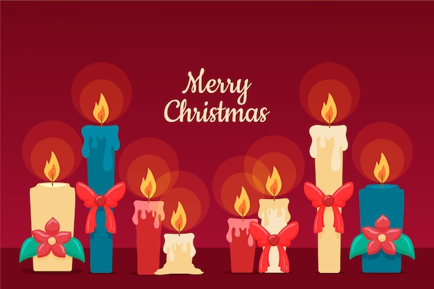 Hand drawn christmas candle background