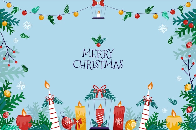 Free vector hand drawn christmas candle background