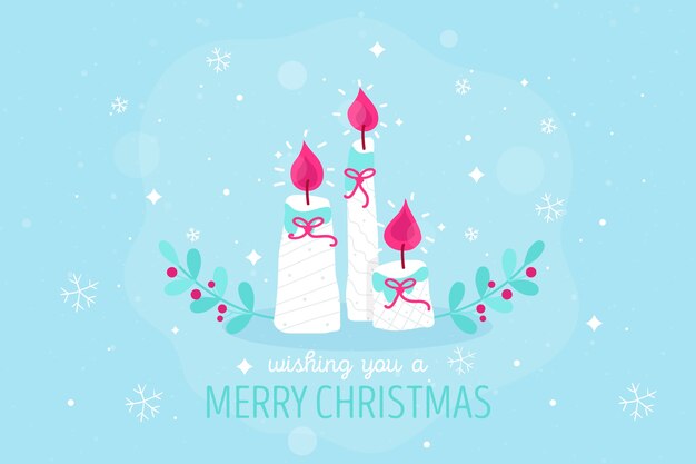 Hand drawn christmas candle background