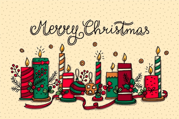 Free vector hand drawn christmas candle background