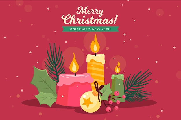 Hand drawn christmas candle background