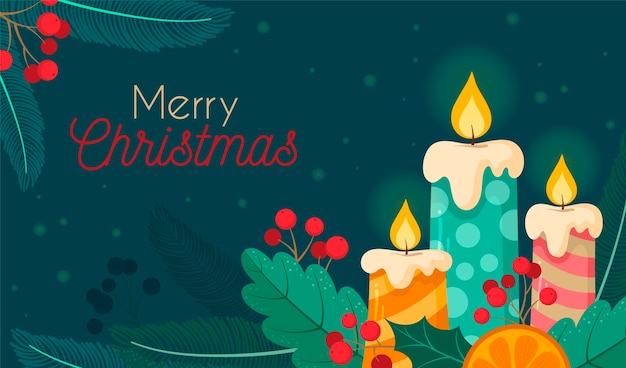 Free vector hand drawn christmas candle background