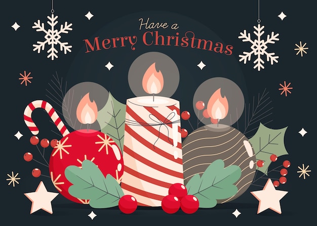 Free vector hand drawn christmas candle background