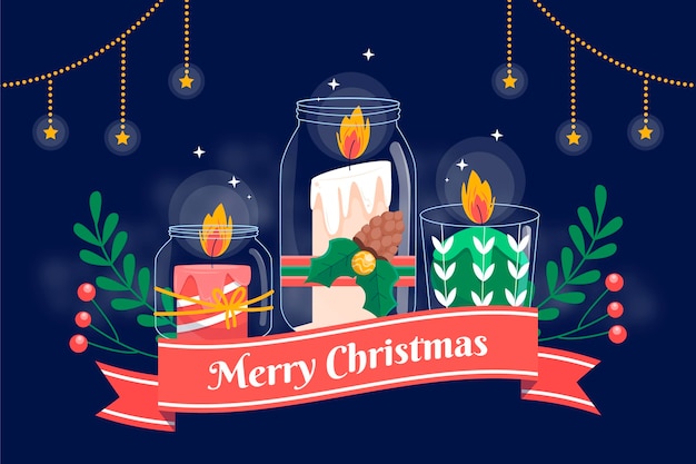 Free vector hand drawn christmas candle background