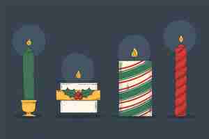 Free vector hand drawn christmas candle collection