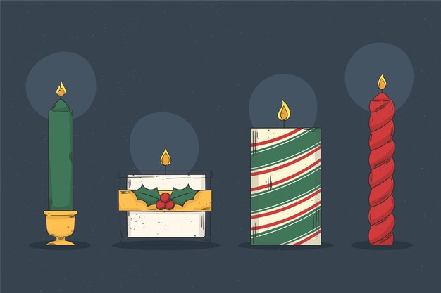 Hand drawn christmas candle collection