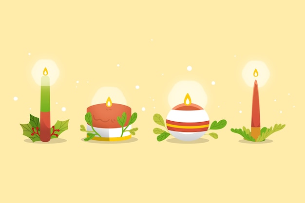 Free vector hand drawn christmas candle collection