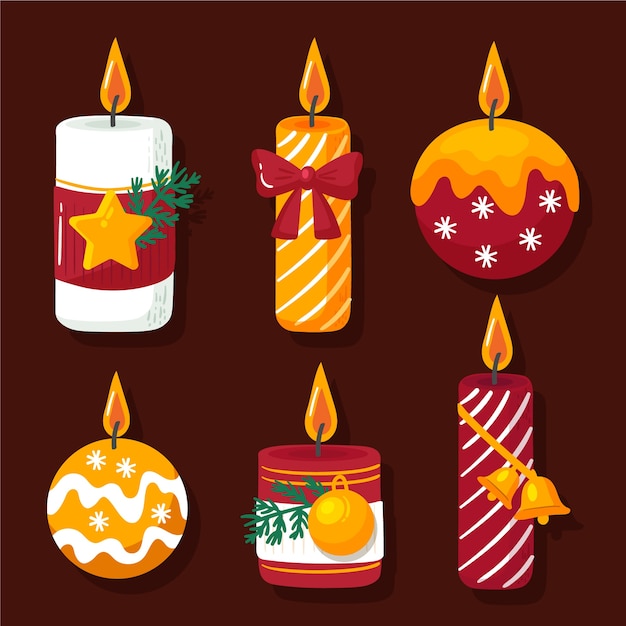 Hand drawn christmas candle collection