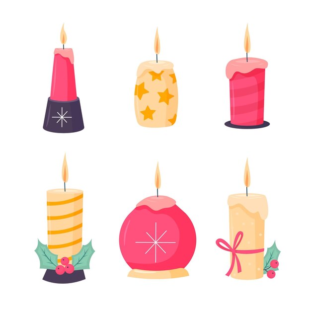 Hand drawn christmas candle collection