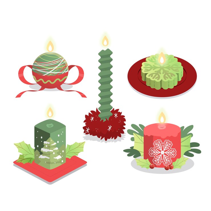 무료 Vector 손으로 그린 크리스마스 촛불 컬렉션