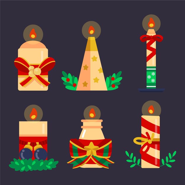 Hand drawn christmas candle collection