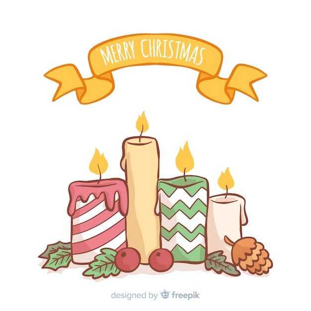 Free vector hand drawn christmas candles background