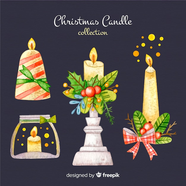 Hand drawn christmas candles collection