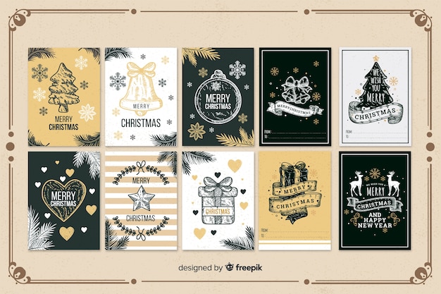 Free vector hand drawn christmas card collection