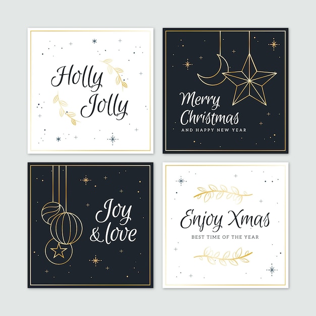 Hand drawn christmas cards collection