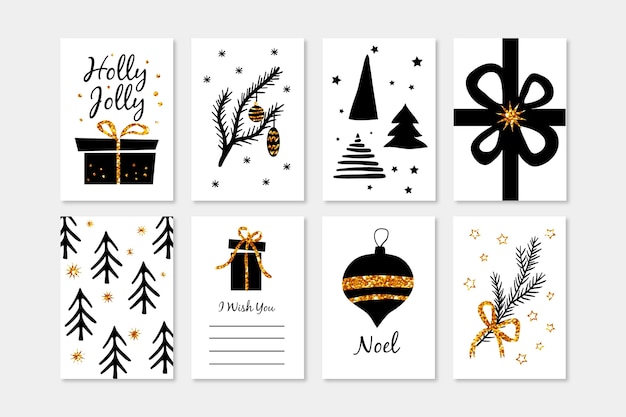 Free vector hand drawn christmas cards collection