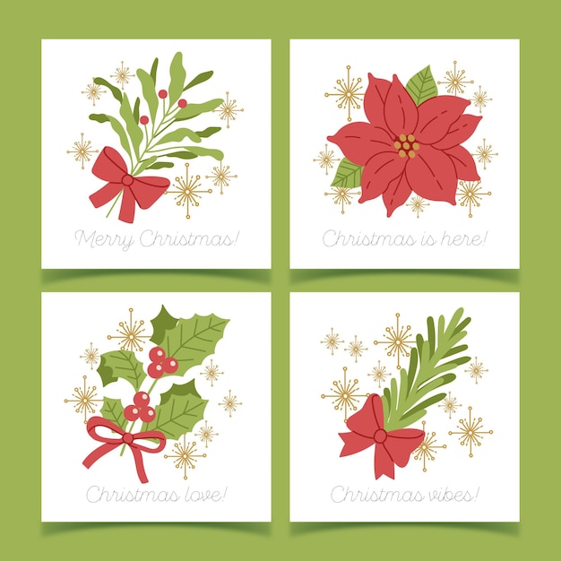 Free vector hand drawn christmas cards collection