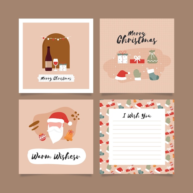 Free vector hand drawn christmas cards collection