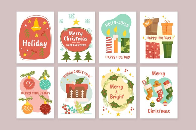 Hand drawn christmas cards collection