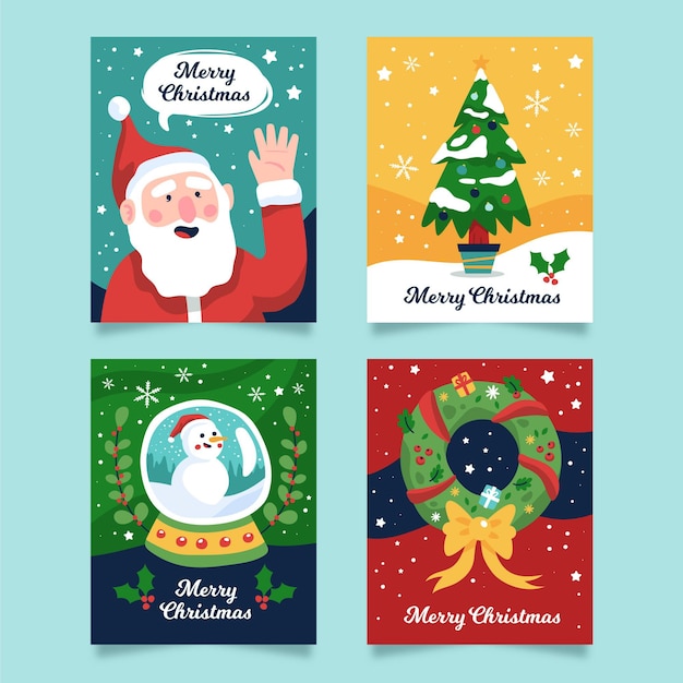 Free vector hand drawn christmas cards collection