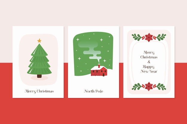 Коллекция рисованной рождественских открыток