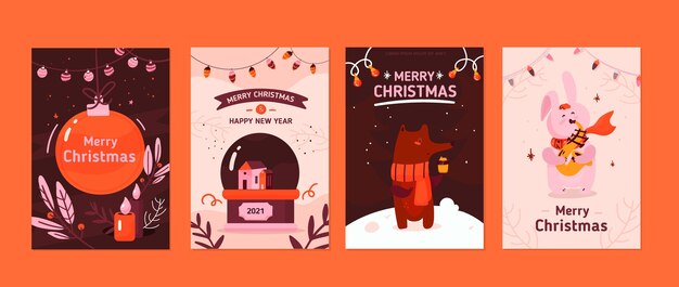 Hand drawn christmas cards collection