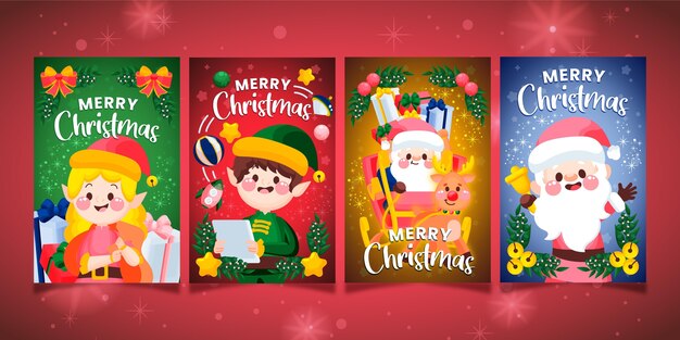 Hand drawn christmas cards collection
