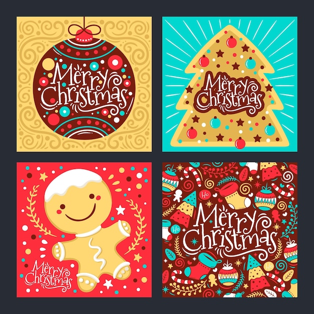 Hand drawn christmas cards collection