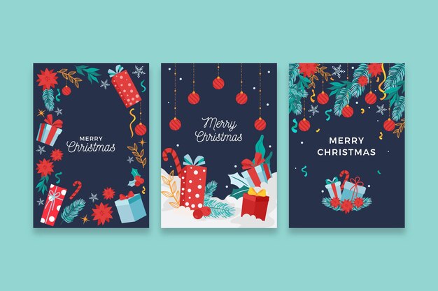 Hand drawn christmas cards concept