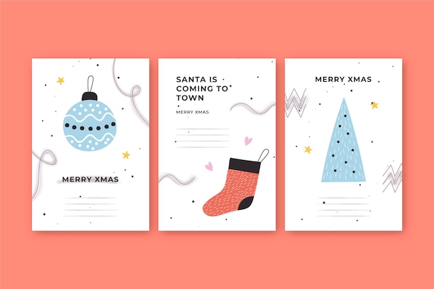 Free vector hand drawn christmas cards concept